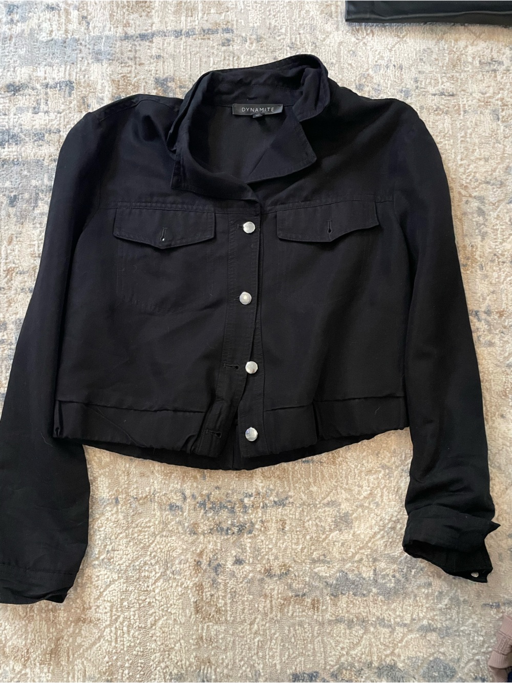 Dynamite Black Cropped Button-Up Jacket